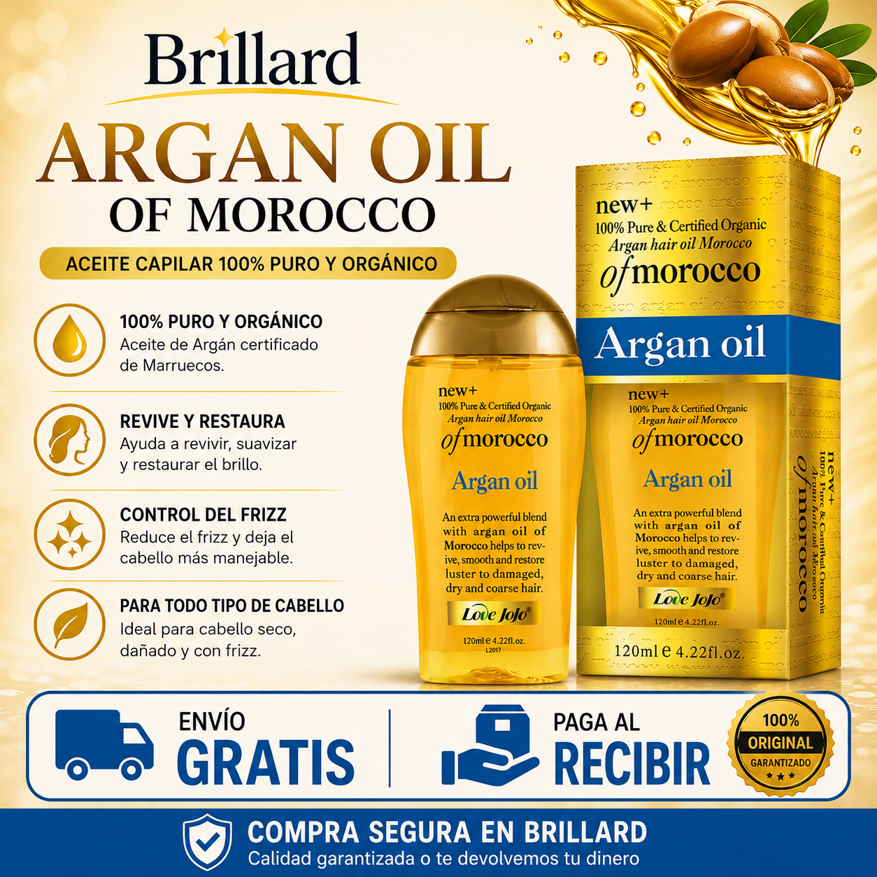 🌿👑 Aceite de Argán 100% Puro: Nutrición Profunda y Brillo Espectacular