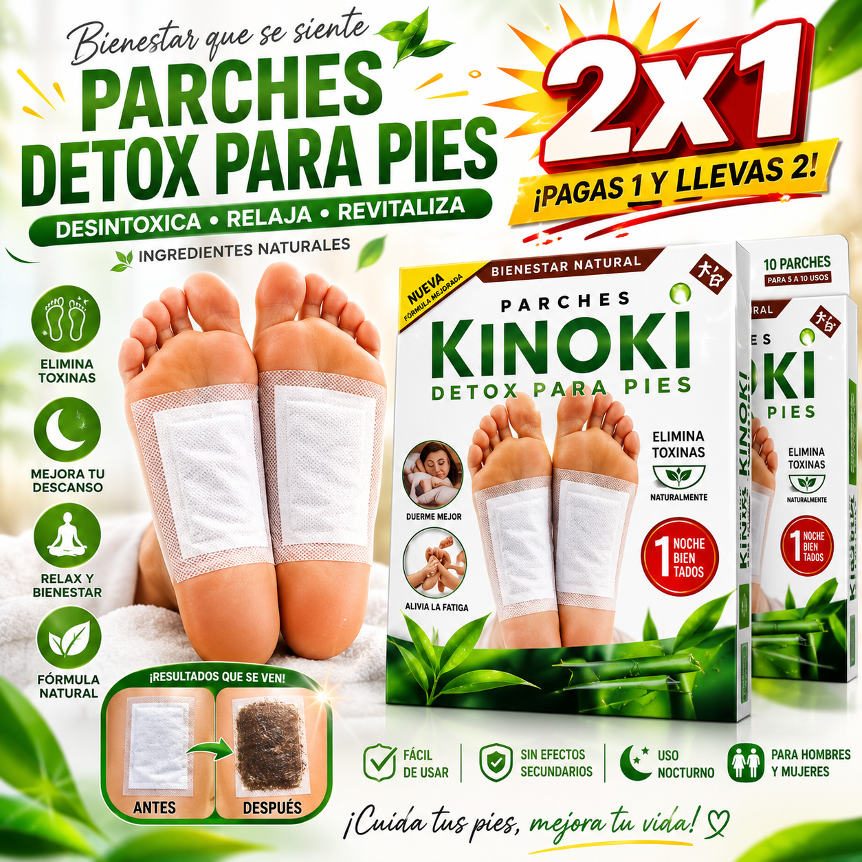 🌿 2x1 Kinoki Detox para Pies 👣 | Desintoxica y Renueva tu Bienestar