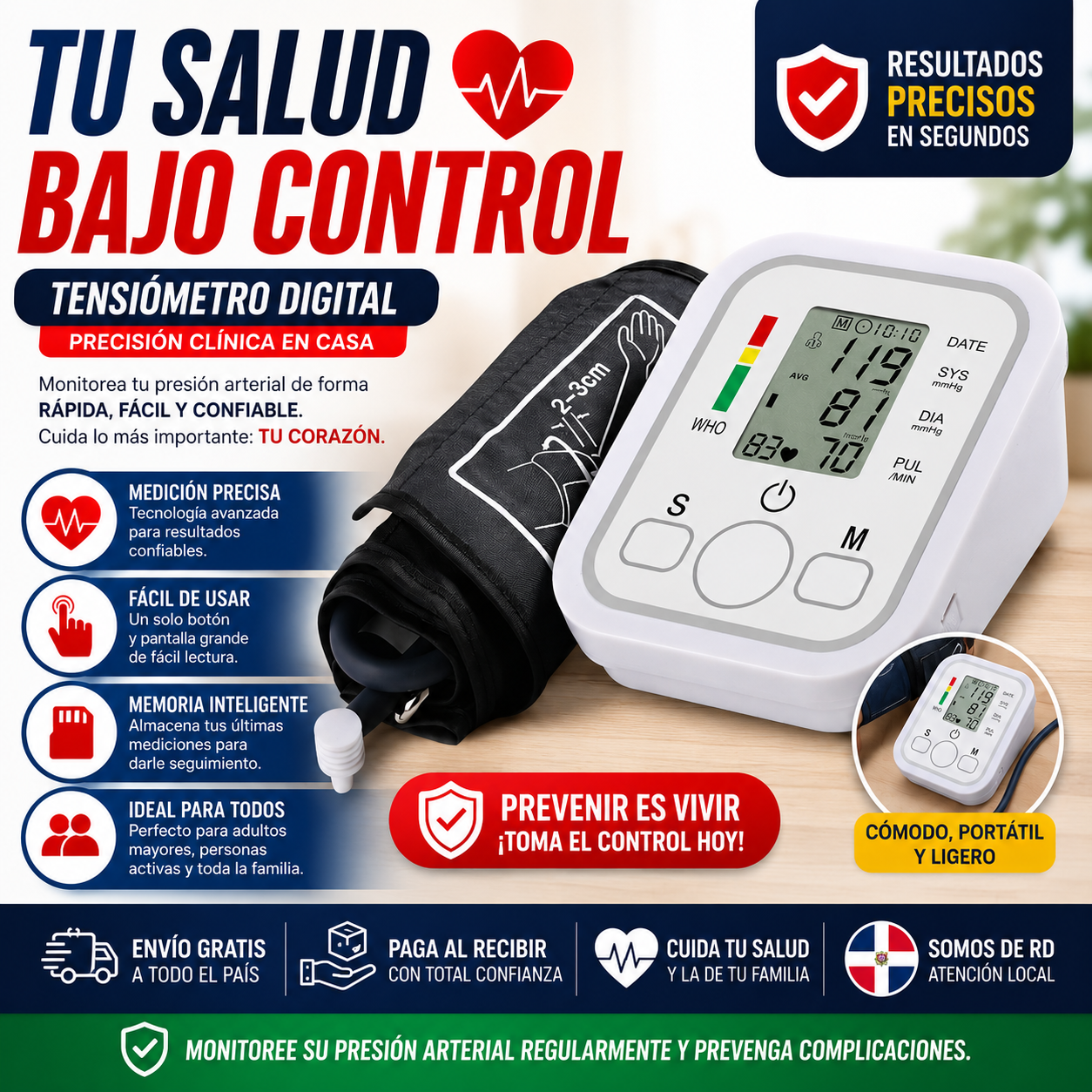 ❤️🩺 Tensiómetro Digital de Brazo | Controla Tu Presión con Precisión