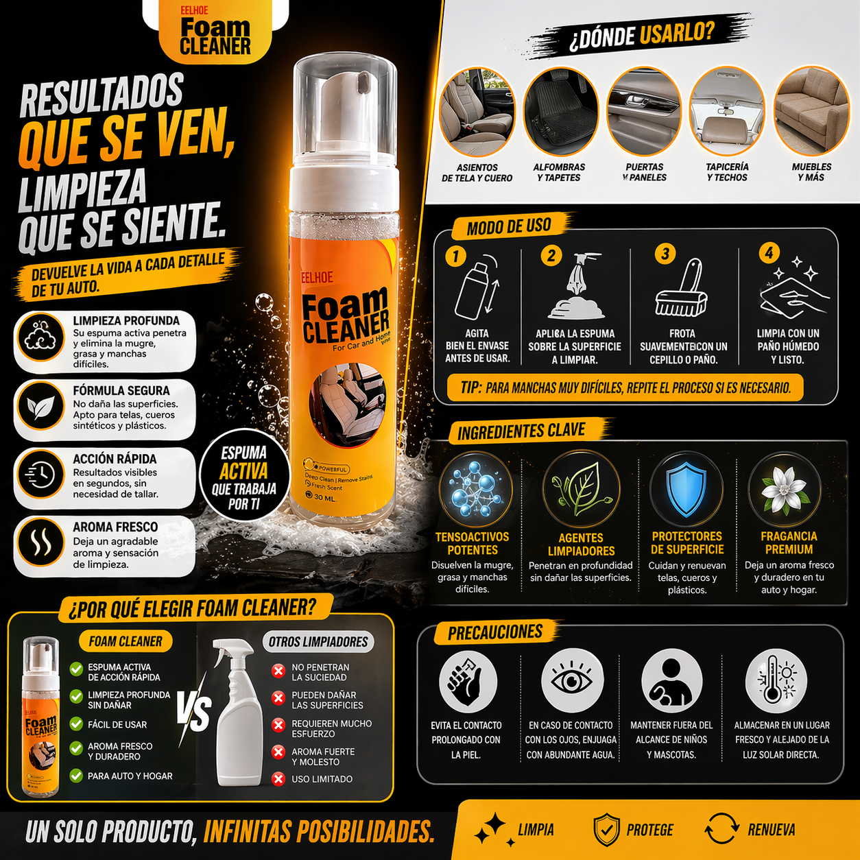 ✨ FOAM CLEANER 🧼 ¡Limpieza extrema en segundos!